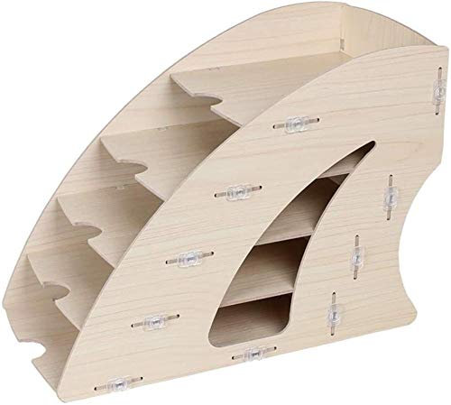 Aktenregal aus Holz, Zeitschriftenhalter mit 5 verstellbaren Regalen, Papierablage, Brief-Organizer, Schreibtisch-Aufbewahrungssystem, Dokumentenaufbewahrung, Braun