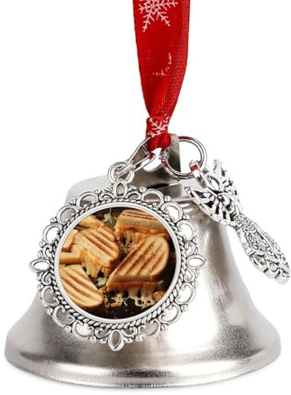 Cheese Sandwiches Printed Christmas Bells Christmas Bells for Decoration Christmas Bell Pendant Suitable for Christmas Tree Desktop Fireplace