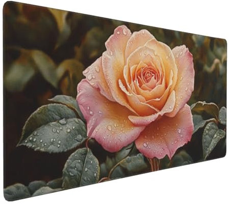 Large Mouse Pad 900x400x4mm Rose Gaming Mouse Mat Pink XL Mousepad Anti-Fray Stitched Edges with Non-Slip Rubber Base,Ergonomic Mouse Pad Extended Desk Mat,for Home Office Accessories PC,Laptop