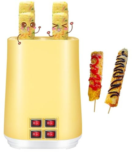 Electric Egg Roll Maker, 4 Holes Electric Vertical Automatic Egg Cooker with 4 Independent Switch, 360° Even Heating, Egg Rolls in 6 Minutes, 400w Non Stick Sausage & Hot Dog Roll Cooker for Home