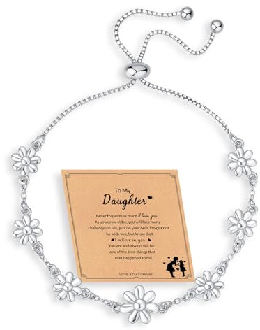 HEEYA Armband Silber Damen Gänseblümchen Armband Armbänder mit Blumen Geschenk Tochter Hypoallergen Verstellbares Tennisarmband Blumen Silber Schmuck Frauen Mädchen
