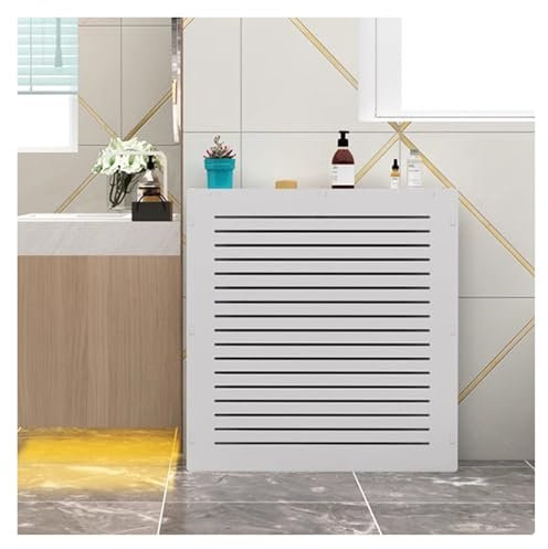 Qulamrdk Heizung Heizkörper Abdeckung Weiß-lackierter Schrank Aus Mitteldichter Faserplatte Vertikal Lamell Holz Geeignet für Wohnzimmer und Badezimmer(60x70x20cm)