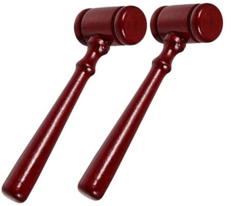 GARVALON 2pcs Wooden Judge Gavel Set Redwood Color Court Hammer Auction Hammer for Lawyer Judge Role Play