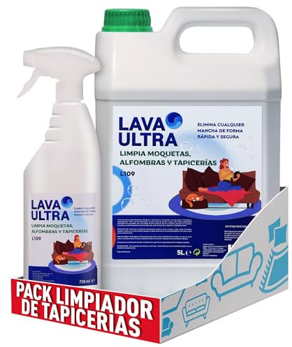 LavaUltra L109 Limpiador para Moquetas y Tapicerías, 5 Litros+750ml, Limpiador para Alfombras, Sofás y Textiles en Spray,Eficaz Contra Manchas Difíciles,Quitamanchas