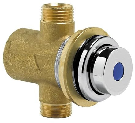 Rubinetto temporizzato per lavabo da incasso con comando a pulsante e raccordo di fissaggio per pareti sottili - Idral