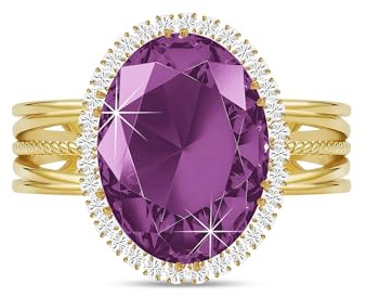 Linawe Falscher Diamant Ringe Frauen, Moissanite Damenring Modeschmuck Jewelry, Ring mit Stein Verstellbar Fingerring, Statement Ring Schmuck aus Gold/Silber
