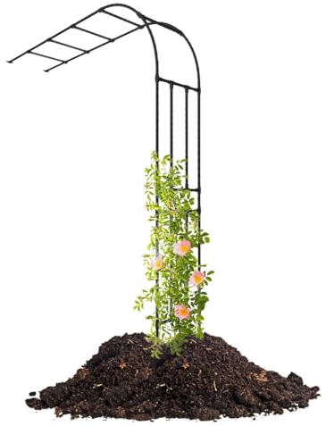Gartenbogen verzinkt Stahl Rosenbögen Rankhilfe Halbbogen Garten Terrasse Pergola Rankgitter Kletterpflanzen Torbogen witterungsbeständig schwarz(180x240cm)