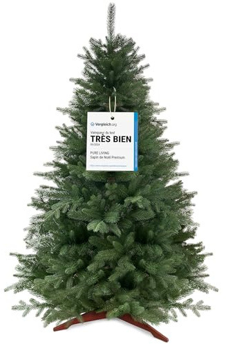 Weihnachtsbaum künstlich 180cm 100% PE Spritzguss - TESTSIEGER - Naturgetreu, dichte Zweige, Künstlicher Weihnachtsbaum mit Holzständer und Aufbewahrungstasche – Tannenbaum künstlich von Pure Living