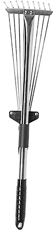 BEBEMOKO Rastrillo De Jardín De Mango Telescópico para Aflojar El Suelo para Jardines y Jardines para Aflojar El Césped Macetas Rastrillo para Césped