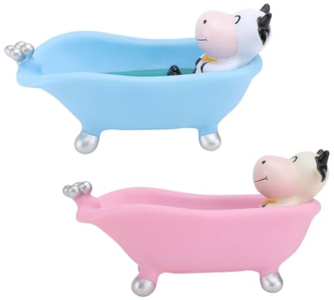 LABRIMP 2pcs Summer Cute Cartoon Soap Holder for Bathroom Vinyl Soap Dish Bathtub Tray