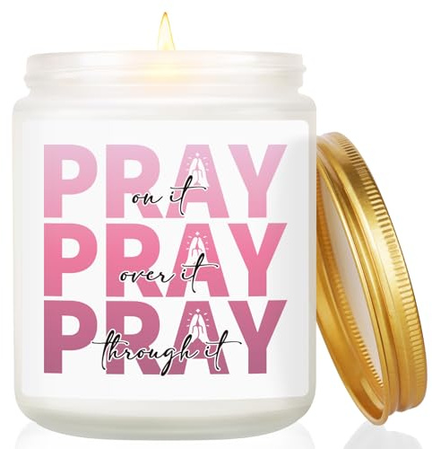 Christian Gifts for Women Men, Christian Prayer Candle Gift, Inspiration Religious Catholic Spiritual & Baptism Confirmation Gift for Women, Faith Birthday Mother Days Gifts for Woman