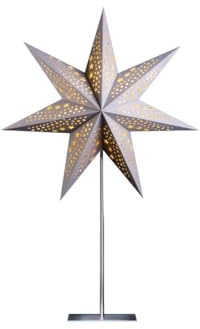 ZICOM Dekostern Weihnachtsstern Papierstern samt, grau 45cm mit Ständer für Weihnachten, Hochzeiten, Party, Dekoration, Geschenkidee, 230V 50Hz, E14 Fassung mit Euro-Flachstecker