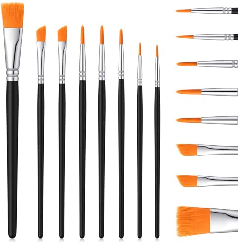 Set med 8 professionella sminkpenslar för ansiktet - Professionella konstnärspenslar - För barn - Ansikts- och kroppsmålning - För Halloween, karneval, cosplay