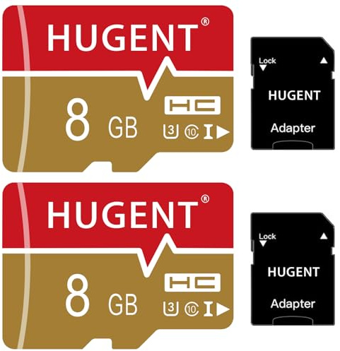 Paquete de 2 tarjetas SD de 8 GB con adaptador, tarjeta micro SD de alta velocidad, tarjeta de memoria UHS-I C10 A1 para drone/tableta/teléfono móvil/cámara/audio de coche/consola de juegos (8 GB)