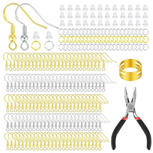 602 Stück Ohrring Haken Set - 925 Ohrringe Silber Machen Set (Silber, Gold)