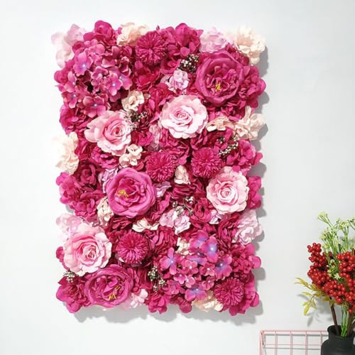 Gettimore Panneau mural en soie rose et hortensia artificiel pour décoration de mariage et de fête, 40 x 60 cm, blanc