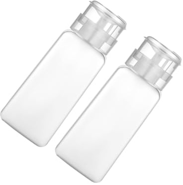 2 Pieces Pump Dispenser Bottle Plastic Nail Pumping Bottles 250ml Empty Push Down Pump Dispenser Bottles Square Push Down Nail Polish Remover Bottle with Flip Top Cap, Clear