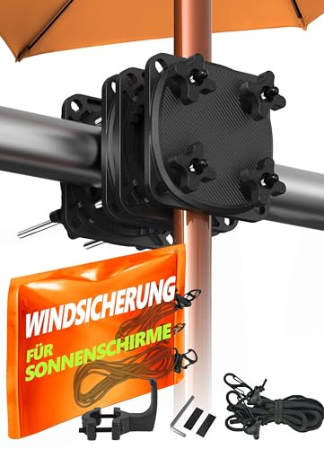 4smile Sonnenschirmhalter Balkongeländer SunnyGuy 2.0 mit Windsicherung, schwarz Stabiler universelle geländer Sonnenschirm Halterung Balkon ersetzt Sonnenschirmständer Balkon