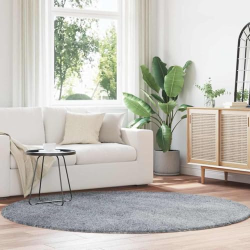 IBUQDDV Shaggy Hochflor Teppich NAVARRA Hellgrau 200x200 cm Polyester rutschfest und pflegeleicht für Wohnzimmer Schlafzimmer