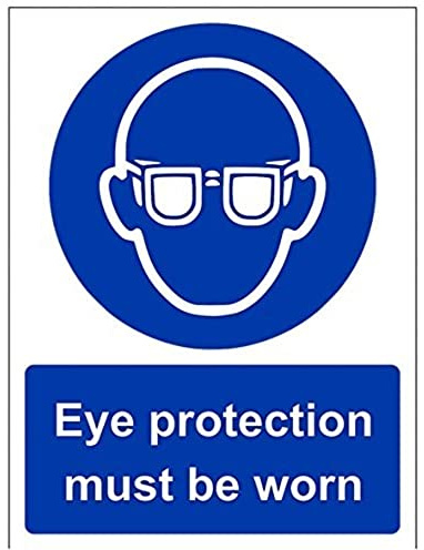 vsafety 41041 an-s Eye Protection must be worn Pflicht Schutzbekleidung Schild, selbstklebend, Hochformat, 150 mm x 200 mm, blau