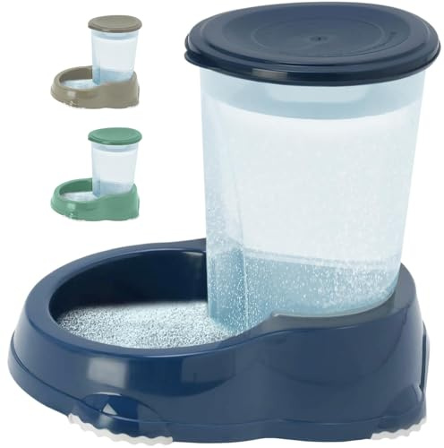CAT CENTRE Smarty Sipper Bowl 1.5L Gravity Dispenser, Dog, Cat, Dark Blue | Automatic gravity drinker for rabbit, small animal, kittens, BPA-safe plastic, non-slip rubber base, pet watering supply