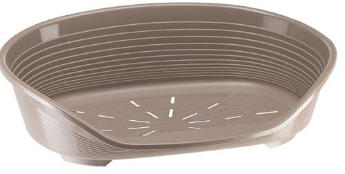 Ferplast Hundebett Kunststoff Mittelgroße-Große Hunde 93 x 68 x 28cm, Taupe | Mehr Hygiene, Komfort und Frische dank belüftetem, leicht zu reinigendem Design