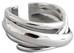 Damen 925 Sterling Silber Ringe Verstellbare,Vintage Mehrlagige Wicklung Unregelmäßige Form Ring Unisex Party Dekoration Halloween Verschleiß Geburtstag Geschenk