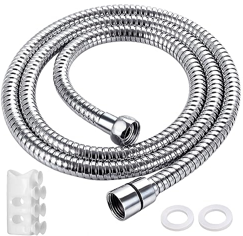 Caiery 1.5m Flessibile Doccia, Adatto a Tutti i Soffione Doccia, Tubo Doccia a Molla con Guarnizioni, 304 in acciaio inossidabile