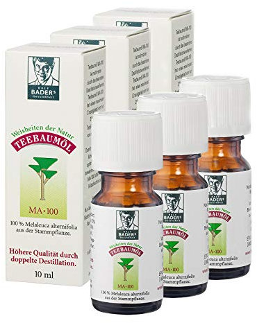 Ralf BADERs Gesundheit Teebaumöl. Der Klassiker aus der Apotheke. Doppelt destilliert. Desinfizierend. Australisches Melaleuca alternifolia. 3 x 10 ml
