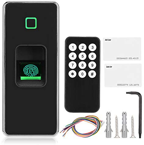 Tosuny RFID Access Controller, Türzugangskontrollsystem Unterstützt Externe EM/IC Wiegand 26, Wasserdichter Fingerabdruck Türöffner für Büros, Fabriken