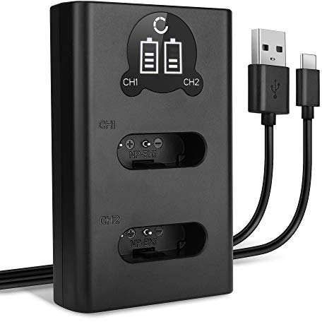 CELLONIC NP-BX1 Dual Schnellladegerät kompatibel mit Sony RX100 VII VI V IV III FDR-X3000 RX1 HX400V DSC-HX350 DSC-HX60 HDR-CX405 DSC-RX100 Acc-TRBX + USB Kabel Akkuladegerät Ladekabel Dual Ladegerät