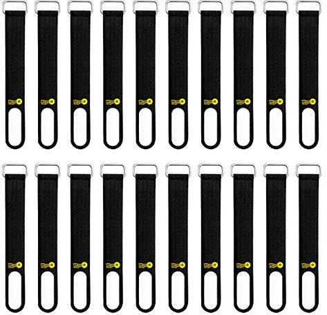 Wrap-It Storage Cinch-Straps, 5-in (20-Pack) Black - Hook and Loop Strap with Write on Label for Easy Cord Identification and Cable Management