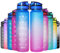 GeeRic Trinkflasche Sport Wasserflasche 750ML-1000ML BPA-freies Kohlensäure geeignet Wasserflasche für Uni, Sport, Fitness, Fahrrad, Outdoor (1000ML, Pink/Blau)
