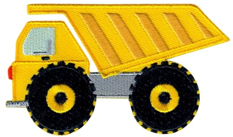 PatchMommy Muldenkipper Aufnäher zum Aufbügeln für Kinder, 5 x 9 cm | Gesticktes Bügelbild, Patch & Applikation für Baby- und Kinderkleidung & Rucksäcke – zum Aufbügeln oder Aufnähen