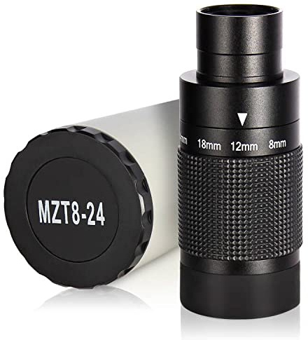 SOLOMARK 1.25 Deluxe Zoom Telescope Eyepiece 8-24mm with T-Thread, Continuous Zooming Variable, FMC Broadband HD Green Film Telescope Accessories