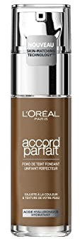 L'Oréal Paris - Flüssige Foundation – Feuchtigkeit 24 Stunden – Formel mit Hyaluronsäure – alle Hauttypen – Perfect Match – Farbton: Kaffee (10.5.N) – 30 ml