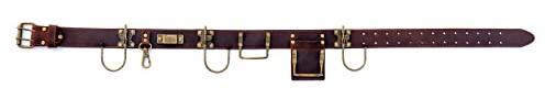 TOURBON Adjustable Tool Belt Hanging Hooks Hammer Hatchet Holder Tape Measure Drill Holster (Dark Brown)