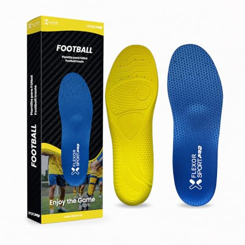 Flexor | Innersulor fotboll, unisex, storlek 37/38 | Ergonomisk design, stötdämpning, ultratunn komfort | Främjar stabilitet och rörelsefrihet på planen