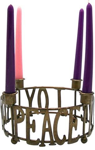 Needzo Hope, Peace, Joy, and Love Tabletop Advent Wreath Candle Holder, Traditional Christmas 2024 Decorations, 8 Inches Diameter, Candles Not Included