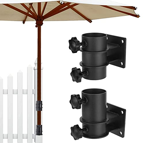jackfru Patio Schirmhalter, Schirmständer Aus Metall, Outdoor-Deck Schirm Corner Mount, Schirm-Klammer-Halterung für Holz-Geländer, Sonnenschirmhalter für Geländer Max OD 2,2 Zoll