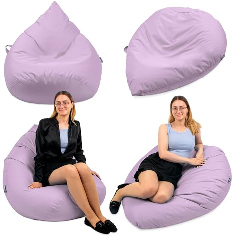 Droplet-Lounge Sitzsack Tropfenform XL 70cm | Sitzkissen Outdoor Indoor Kinder | Bean Bag Bodenkissen mit Füllung | Oxford 600D Oeko-TEX | wasserabweisend (Flieder)