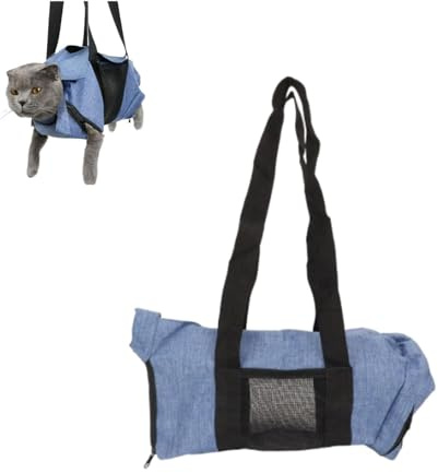 Cyrank Katze Grooming Bag Restraint, justierbarer Hals Circumference Atmungsaktive Katzen Nagel Clipping Reinigung Grooming Bag Faltbare Katzentasche Katzentragetasche Haustiertasche für Haustier