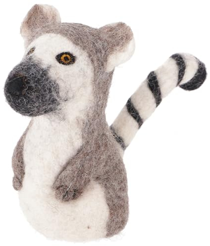 GURU SHOP Filz Eierwärmer, Handgemachte Filzdekoration aus Nepal, Filztier - Lemur, Braun, 15x8x8 cm, Küchenaccessoires, Sonstiges