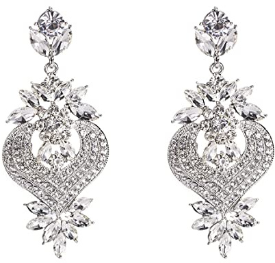 Boucles d'oreilles chandelier en forme de fleur, boucles d'oreilles pendantes en grappe de feuilles florales pour femme, boucles d'oreilles pendantes en forme de cœur, boucles d'oreilles pendantes
