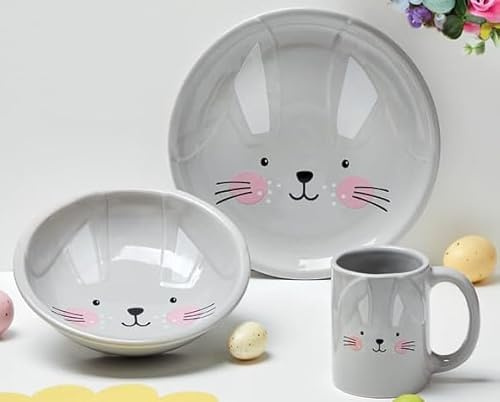 Swan Household Easter Decoration Bunny Kid Children Mealtime Breakfast Mini Dinner Set Ceramic 3 Piece Set