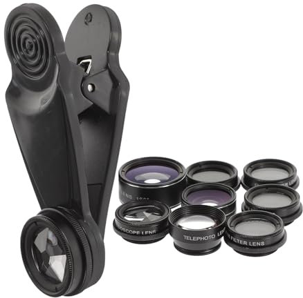 Uonlytech Handy-kameraobjektiv Zoom-teleobjektiv Fischaugenobjektiv Makroobjektiv Weitwinkelobjektiv Cpl- Kompatibel Für Smartphones Schwarz