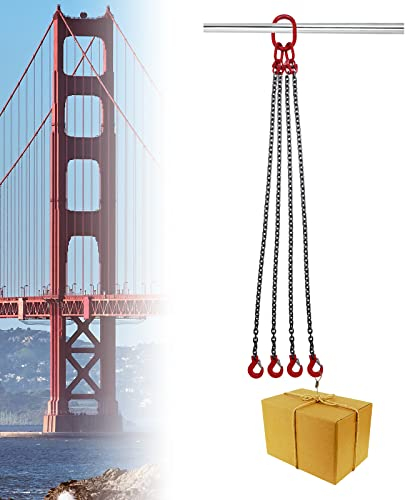4-Strang Kettengehänge 1.5m 5T Krankette Forstkette Rückekette Anschlagketten Ø 8mm Choker Kette Forst Anschlagketten Schweres Heben für Logistiklager Häfen Baustellen