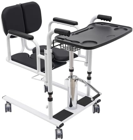 Jolre Sollevatore portatile per anziani e anziani, sollevatore disabili,supporto per trasferimento, sedia da doccia multifunzione con seduta divisa a 180°, portata 150 kg (nero)