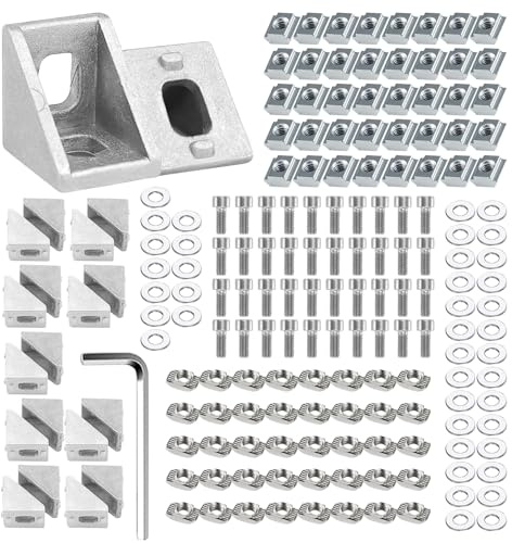 20 Stück Alu Profil 20x20 Winkel, Winkelverbinder,Aluprofil 20x20,Aluwinkel Befestigungsmaterial für Befestigung von Aluminiumprofilen, für Strebenprofil,3D-Drucker,CNC-Router,DIY-Projekte