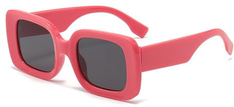 JRLLFD Quadratische Sonnenbrille für Damen, rot, breites Brillengestell, Sonnenschutz für den Außenbereich, 3, Einheitsgröße